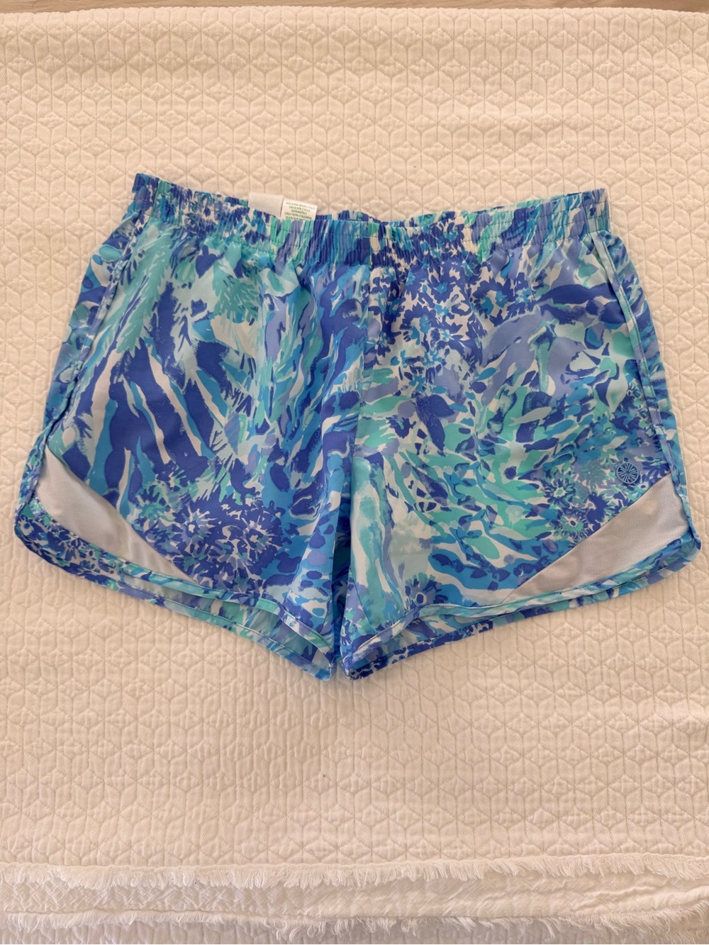 Lilly Pulitzer Blue-Aqua Floral Athletic Shorts